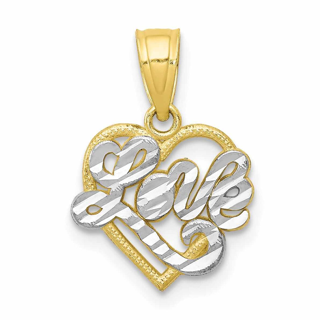 10k Two Tone Gold Polished Love Heart Pendant