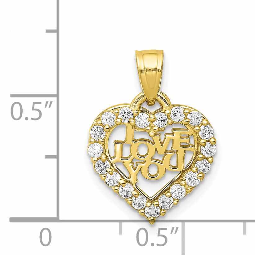 10k Yellow Gold I Love You Heart in Heart Charm