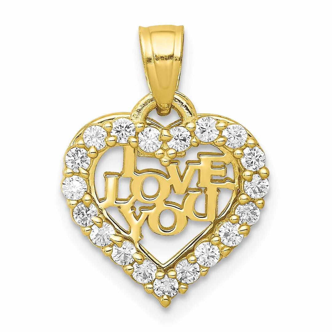 10k Yellow Gold I Love You Heart in Heart Charm