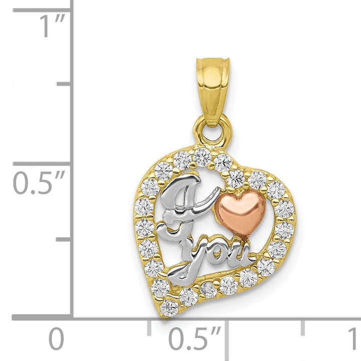 Solid 10K Two Tone Gold I Love You Heart Charm