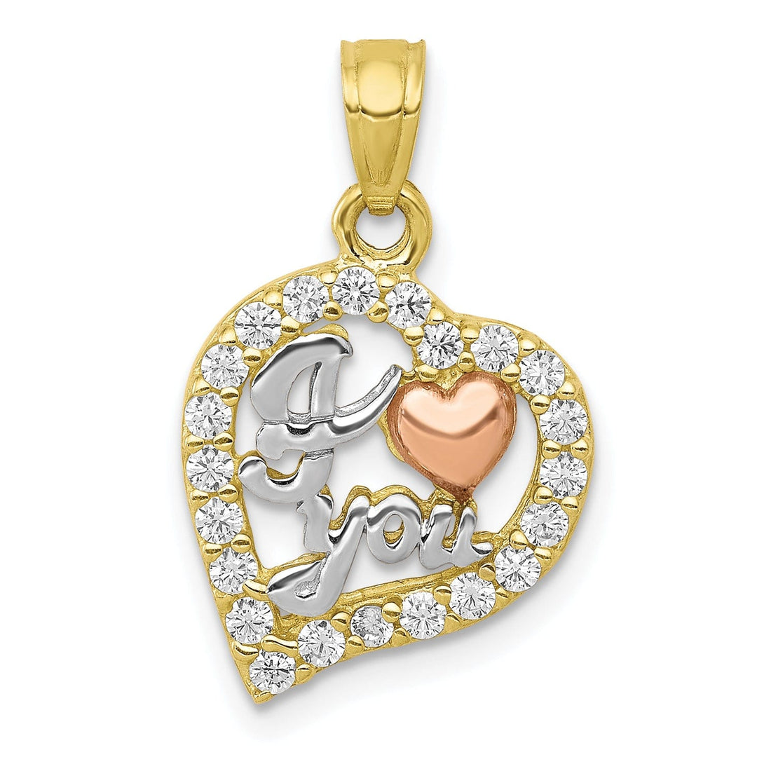 Solid 10K Two Tone Gold I Love You Heart Charm