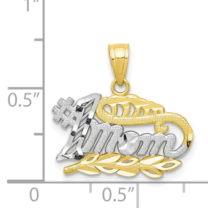 Solid 10k Two Tone Gold Polish #1 Mom Pendant