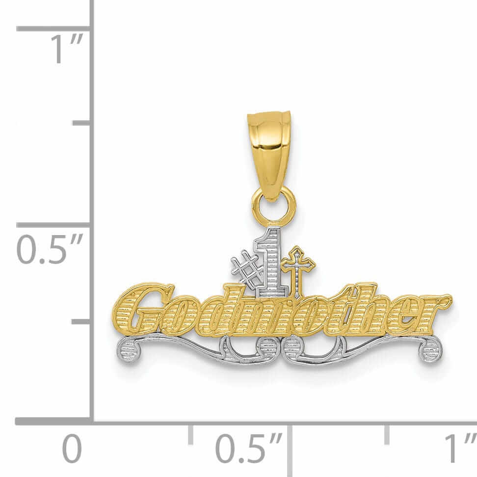 10k Two Tone Gold Polished #1 Godmother Pendant