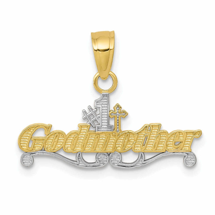 10k Two Tone Gold Polished #1 Godmother Pendant