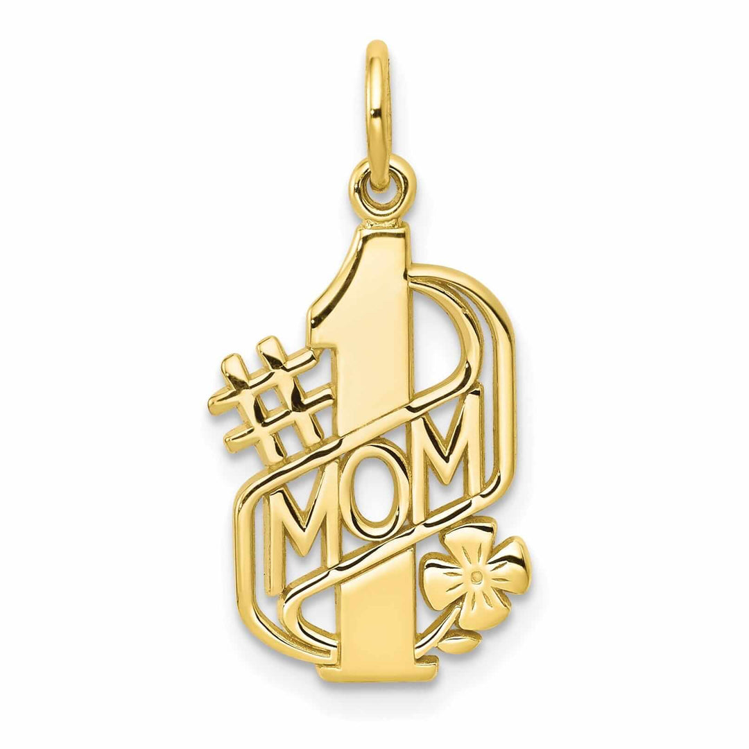 10k Yellow Gold Polished Finish #1 Mom Pendant