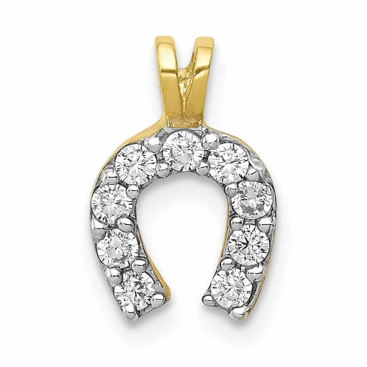 10k Yellow Gold Polished C.Z Horse Shoe Pendant