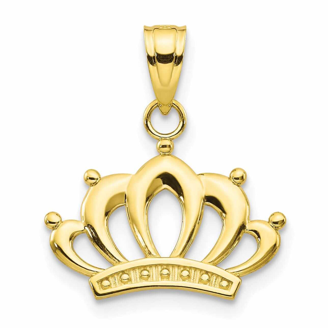 10k Yellow Gold Textured Finish Crown Pendant