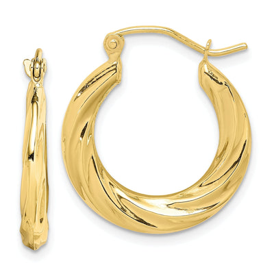 Yellow Gold Small Fancy Hoop Earrings at $ 109.4 only from Jewelryshopping.com