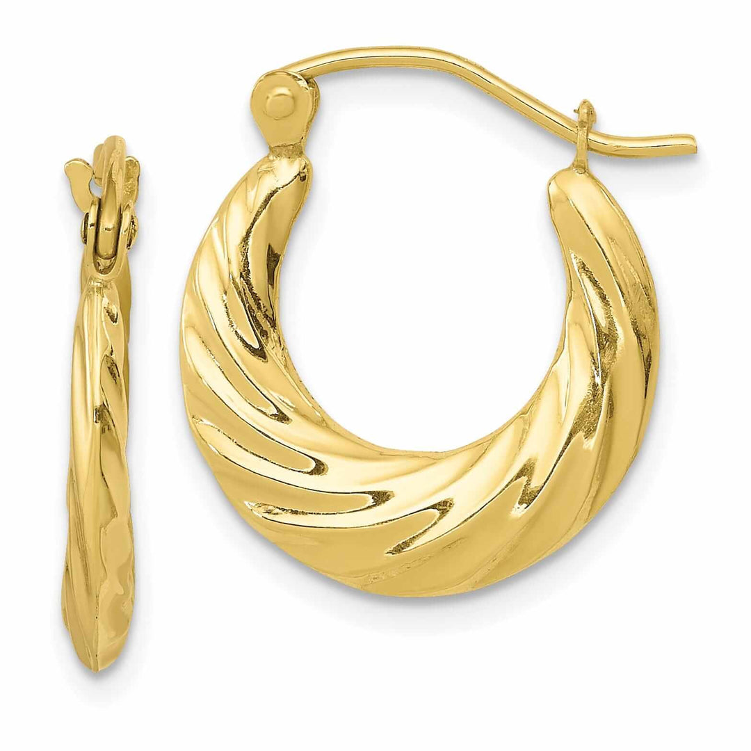 10k Yellow Gold Small Fancy Hoop Earrings