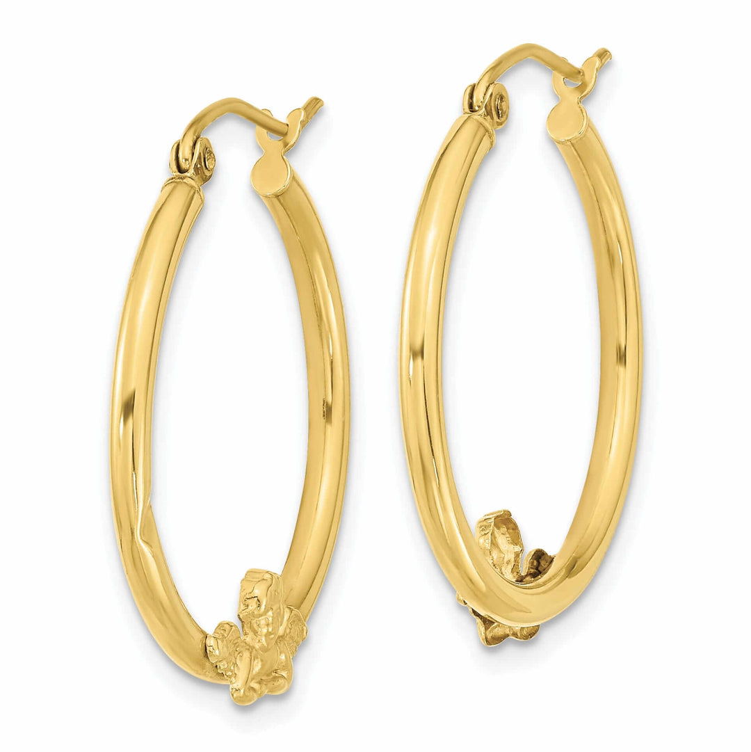 10k Yellow Gold Polished Angel Hoop Earrings