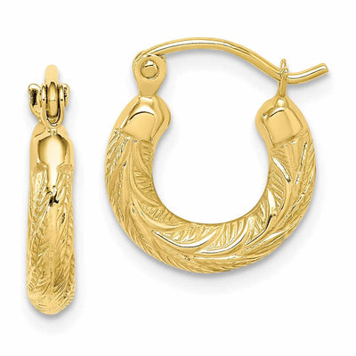 10k Yellow Gold Hinged post Fancy Hoop Earrings at $ 60.54 only from Jewelryshopping.com