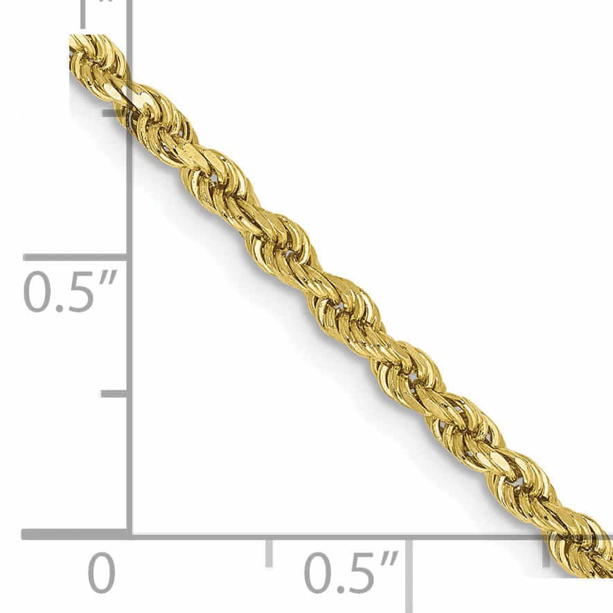 10k Yellow Gold Diamond Cut Rope Bracelet 2.5MM