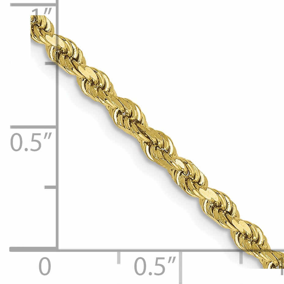 10k Yellow Gold Diamond Cut Rope Bracelet 2.75MM