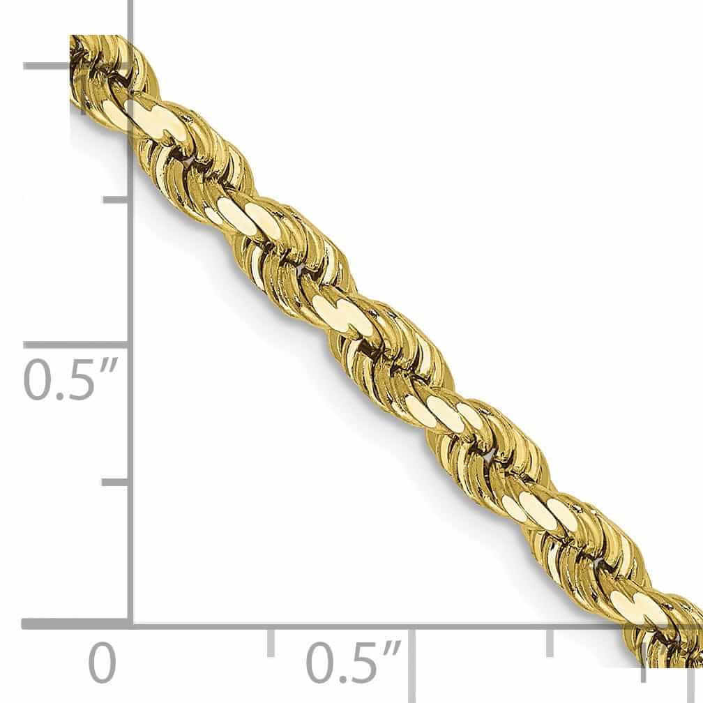 10k Yellow Gold Diamond Cut Rope Bracelet 4MM