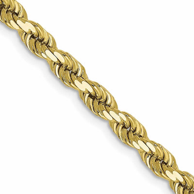 10k Yellow Gold Diamond Cut Rope Bracelet 4MM
