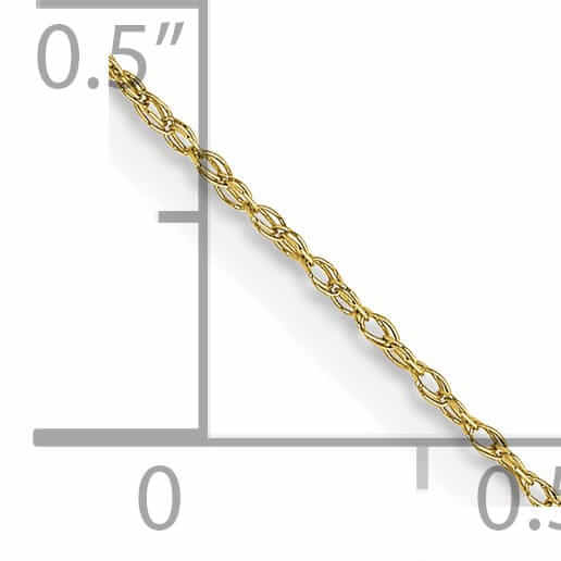 10k Yellow Gold Carded Cable Rope Chain 0.5MM wide