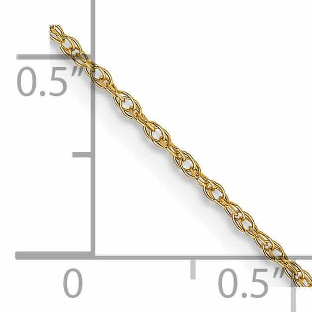 10k Yellow Gold Carded Cable Rope Chain 0.7MM