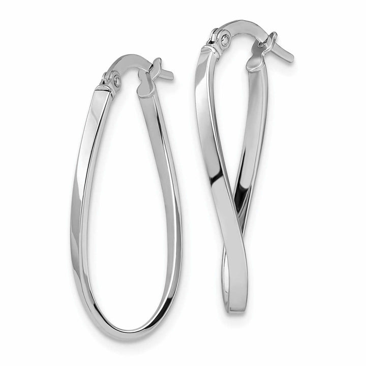 10kt White Gold Oval Hinged Hoop Earrings