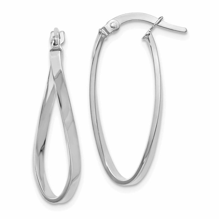 10kt White Gold Oval Hinged Hoop Earrings