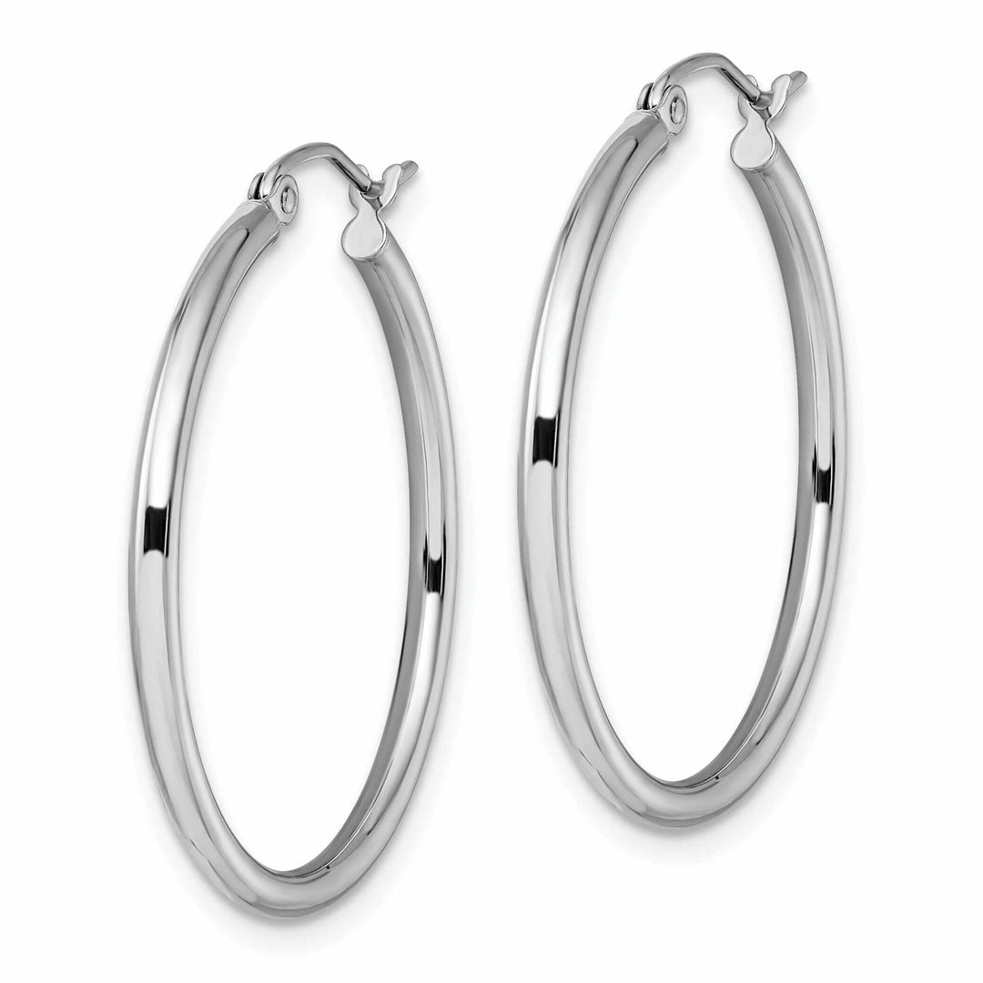 10kt White Gold Polished Hinged Hoop Earrings