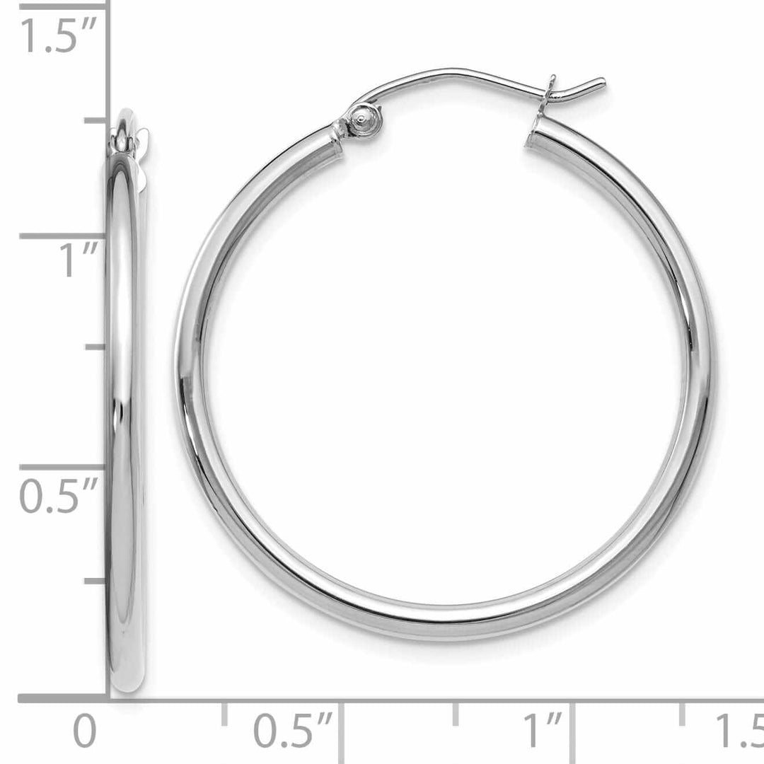 10kt White Gold Polished Hinged Hoop Earrings