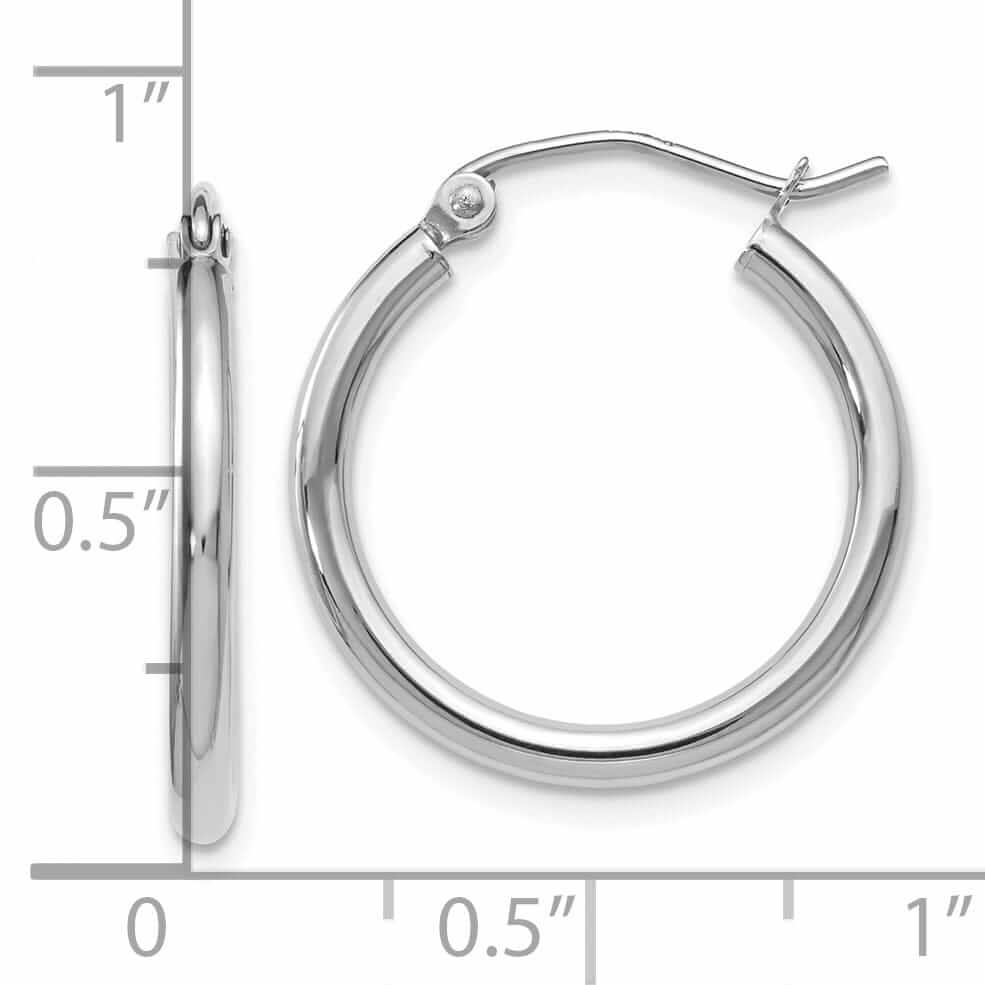 10kt White Gold Polished Hinged Hoop Earrings