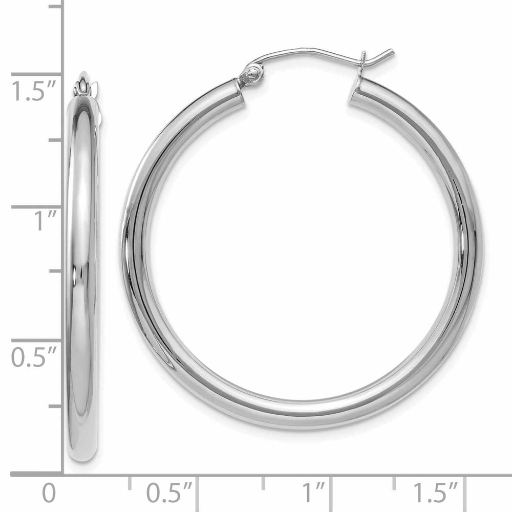 10kt White Gold Polished Hinged Hoop Earrings