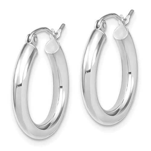 10kt White Gold Polished Hinged Hoop Earrings