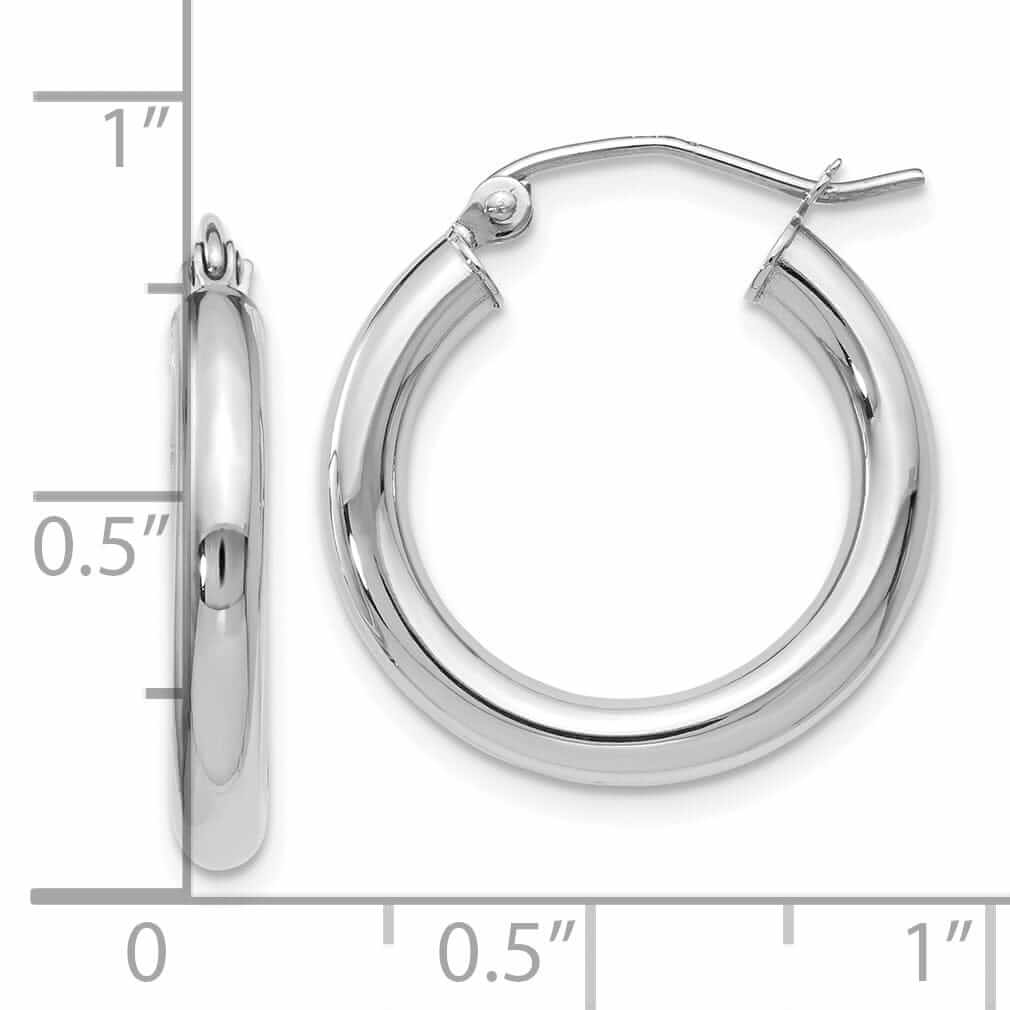 10kt White Gold Polished Hinged Hoop Earrings