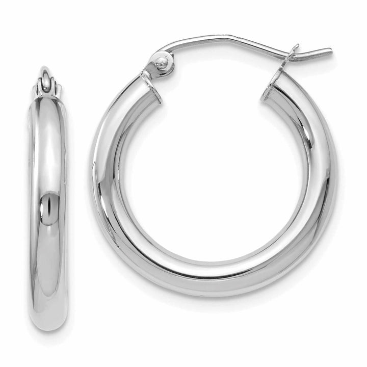 10kt White Gold Polished Hinged Hoop Earrings