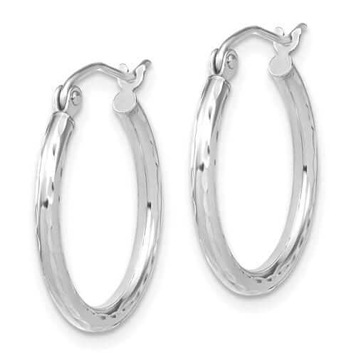 10kt White Gold D.C Hinged Hoop Earrings