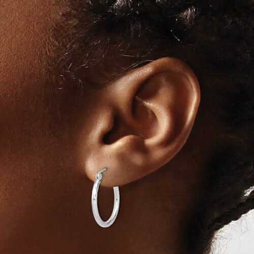 10kt White Gold D.C Hinged Hoop Earrings