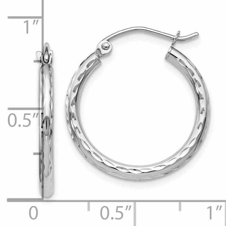 10kt White Gold D.C Hinged Hoop Earrings