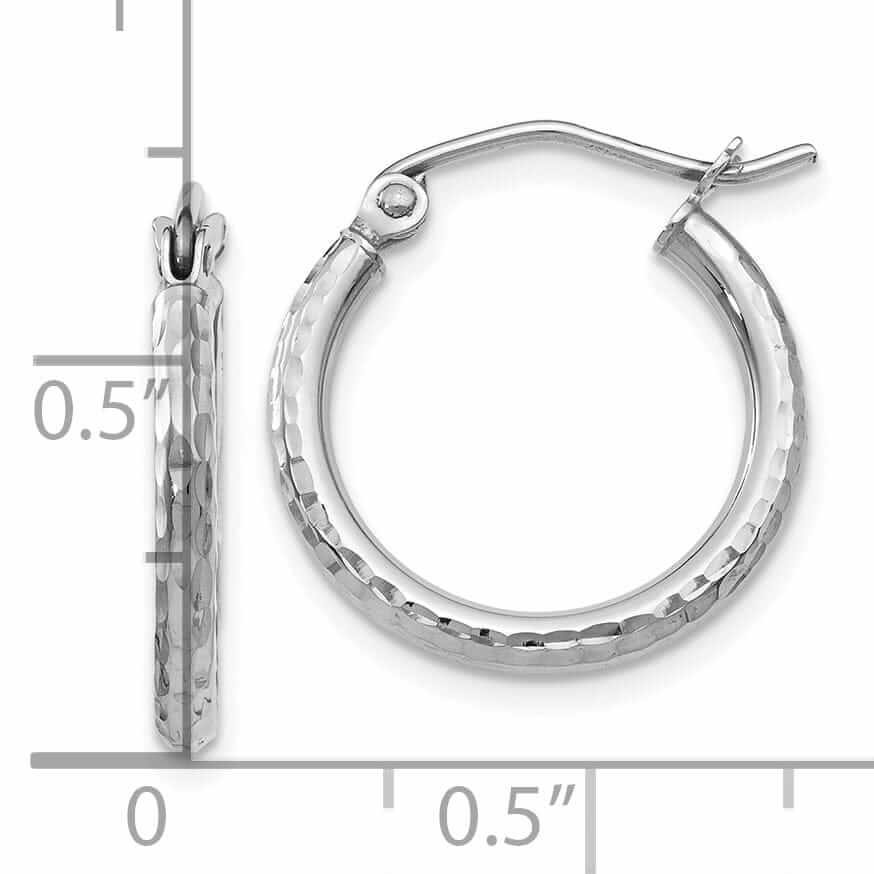 10kt White Gold D.C Hinged Hoop Earrings