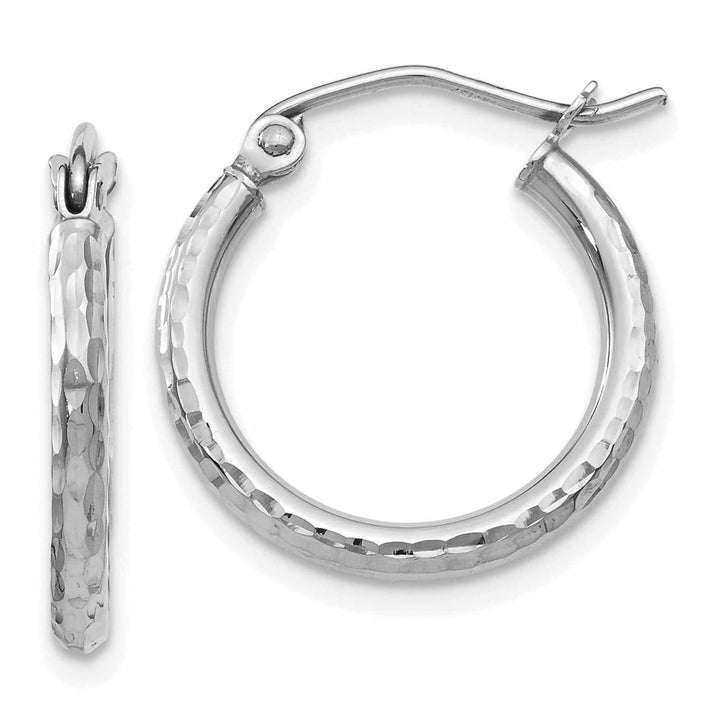 10kt White Gold D.C Hinged Hoop Earrings