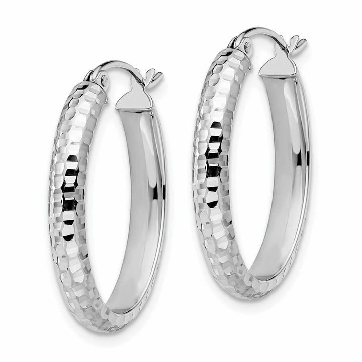 10kt White Gold D.C Oval Hinged Hoop Earrings