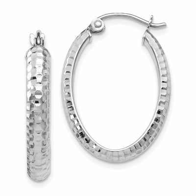 10kt White Gold D.C Oval Hinged Hoop Earrings at $ 175.1 only from Jewelryshopping.com
