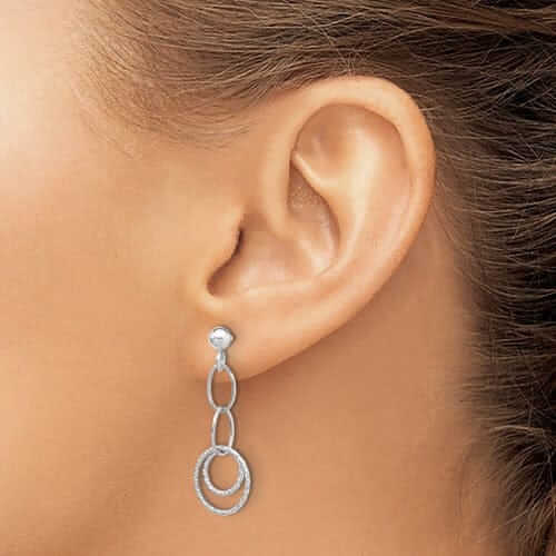 10kt White Gold Post Dangle Earrings