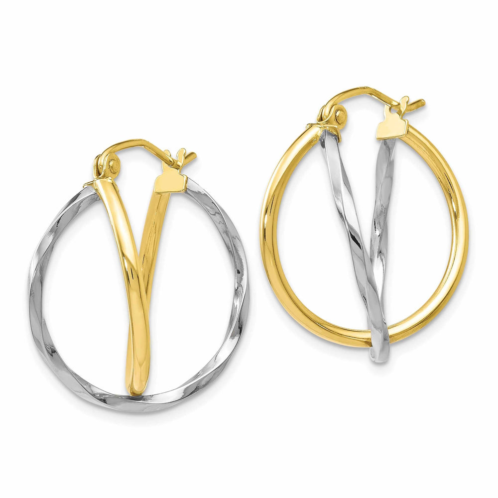 10kt Two Tone Gold Hinged Hoop Earrings Earrings