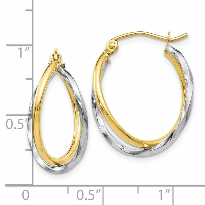 10kt Two Tone Gold Hinged Hoop Earrings Earrings