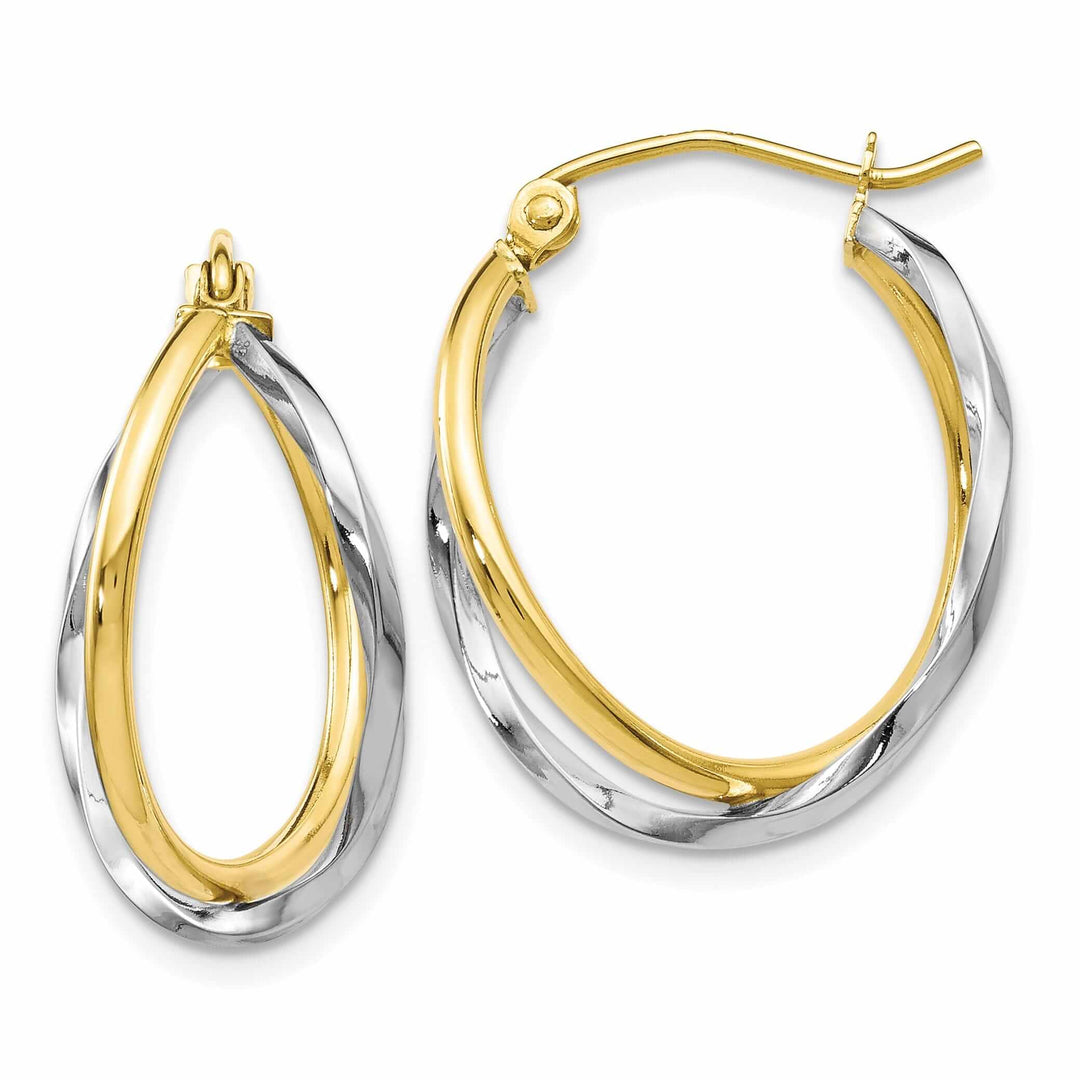 10kt Two Tone Gold Hinged Hoop Earrings Earrings