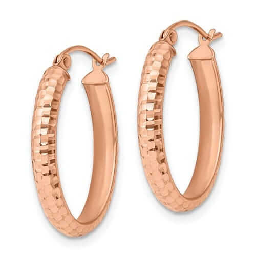 10kt Rose Gold D.C Oval Hinged Hoop Earrings