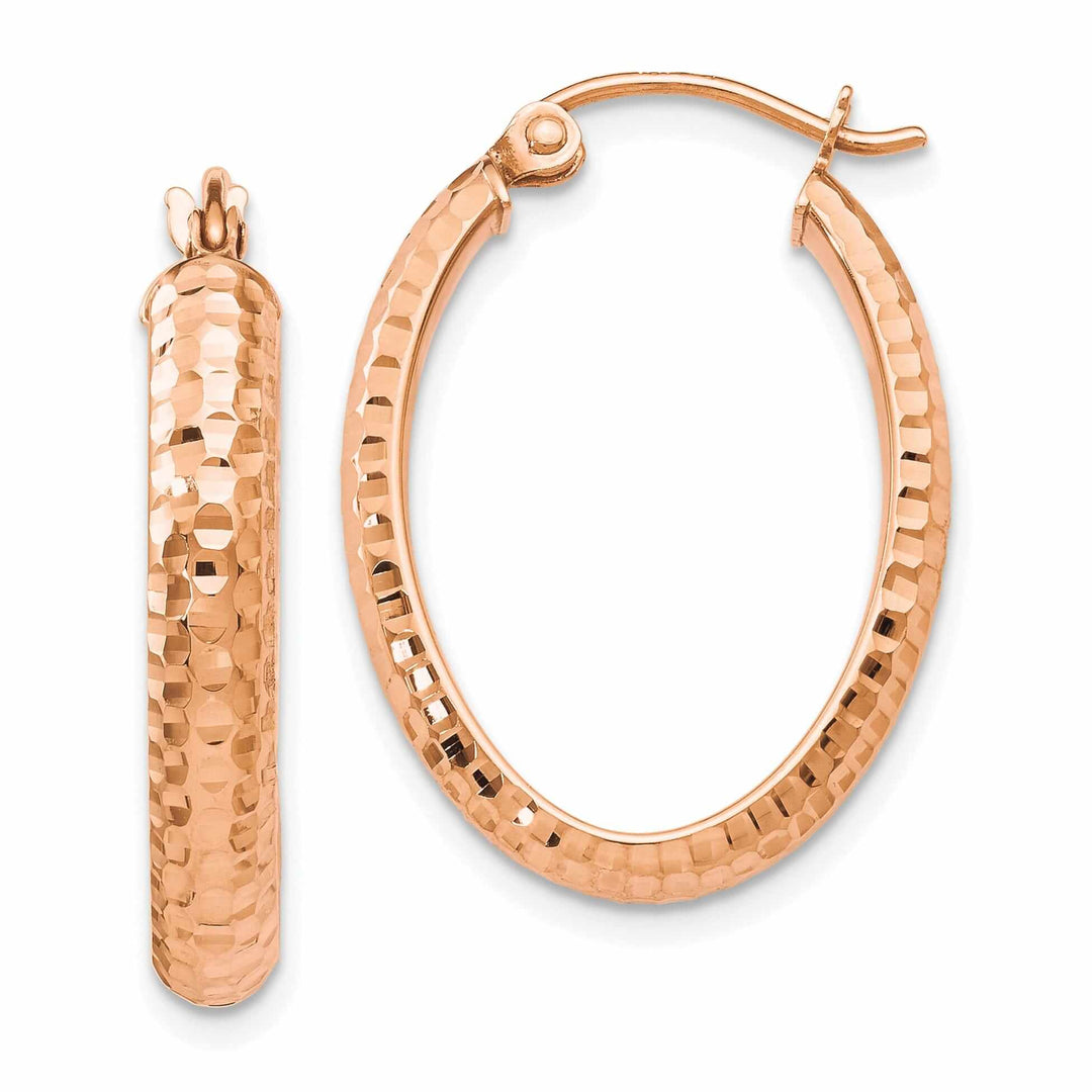 10kt Rose Gold D.C Oval Hinged Hoop Earrings