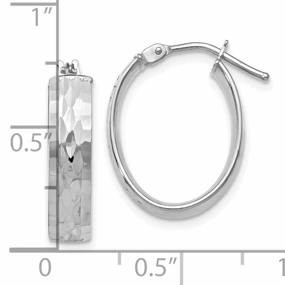 10kt White Gold D.C Oval Hinged Hoop Earrings