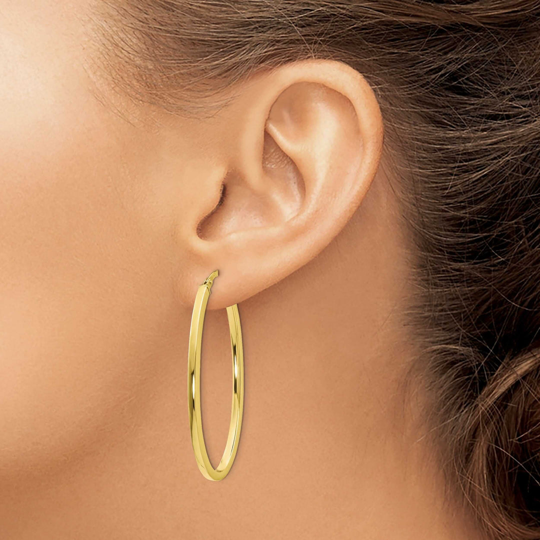 10kt Yellow Gold Oval Hinged Hoop Earrings