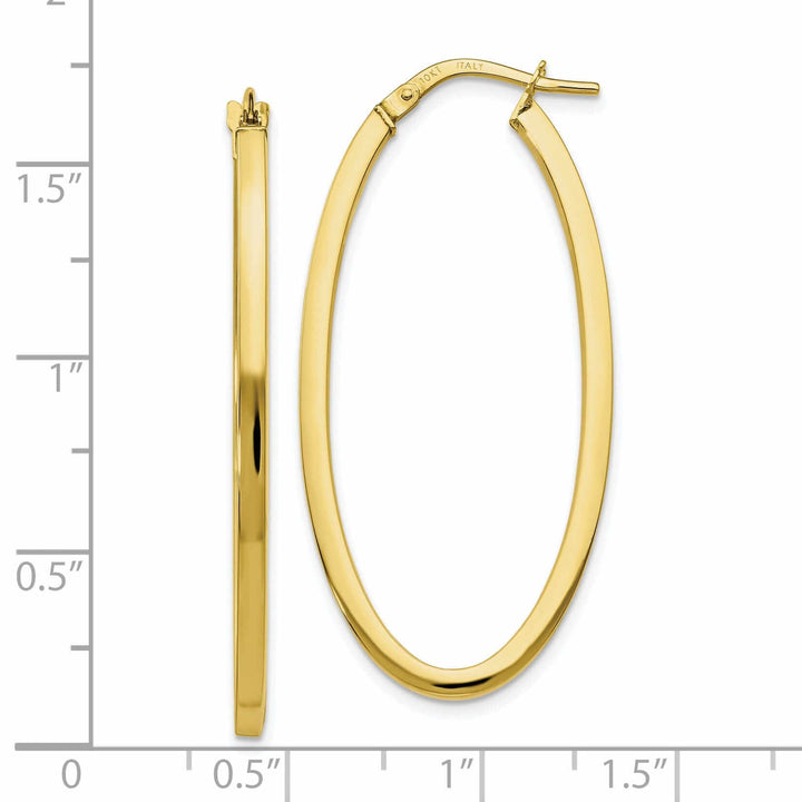 10kt Yellow Gold Oval Hinged Hoop Earrings