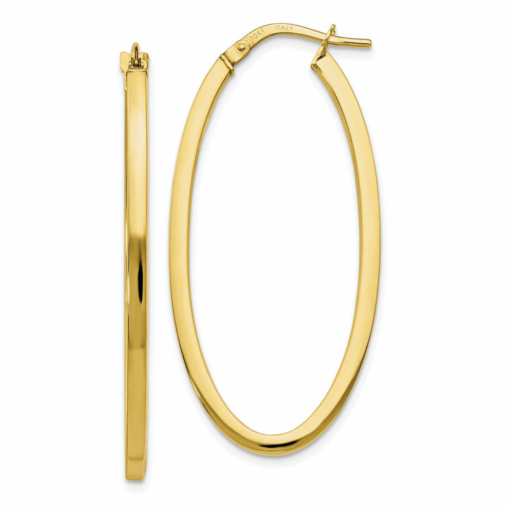 10kt Yellow Gold Oval Hinged Hoop Earrings