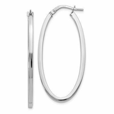 10kt White Gold Polish Oval Hinged Hoop Earrings at $ 181.7 only from Jewelryshopping.com