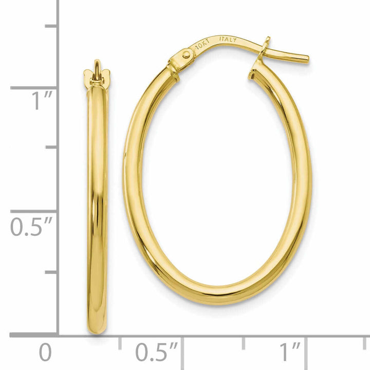 10kt Yellow Gold Oval Hinged Hoop Earrings