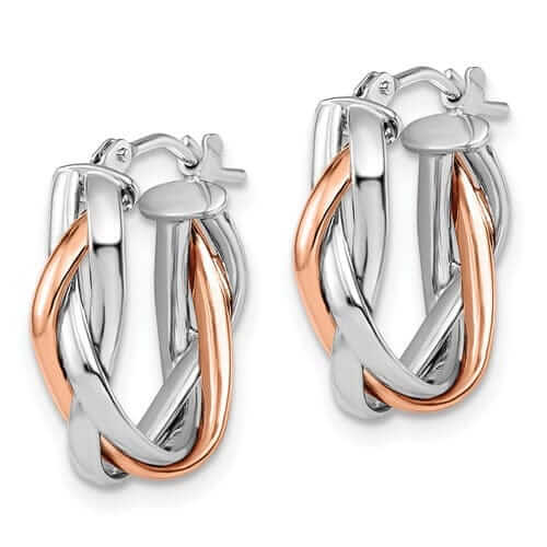 10kt White Gold Rose Rhodium Hoop Earrings